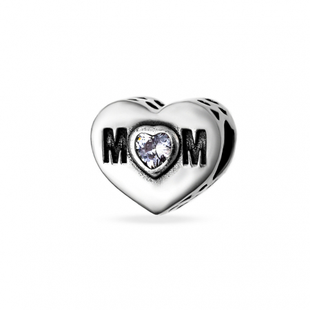 Charmuri din Argint - Charm din Argint 925 MOM Crystal - Accesoriu Emoționant pentru Momente Speciale