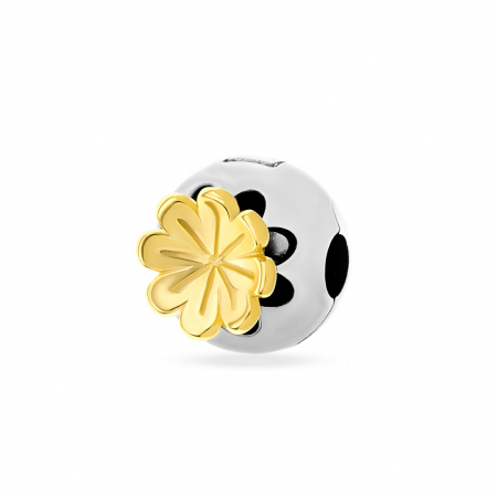 Charmuri din Argint - Clips din Argint 925 Golden Flower – Eleganță Naturală și Rafinament pentru Brățări