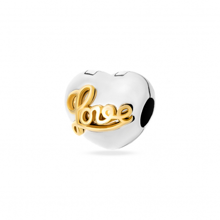 Charmuri din Argint - Clips din Argint 925 Golden Love 3.14gr - Design Romantic cu Inimioare, Eleganță și Calitate Excepțională