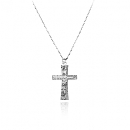 Bijuterii Argint Personalizate - Colier BOX din argint cu cruce gravată "Tatăl Nostru" – bijuterie religioasă elegantă și personalizabilă