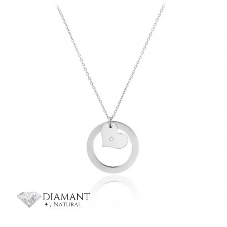Coliere Argint cu Diamante - Colier Circle Attraction din Argint 925 cu Diamant Natural