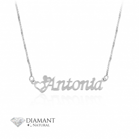 Coliere Argint cu Diamante - Colier cu Nume din Argint 925 si Diamant Natural