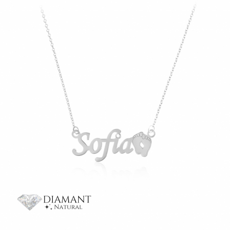 Coliere Argint cu Diamante - Colier din Argint personalizabil cu Nume si Diamant Natural - Premium Collection