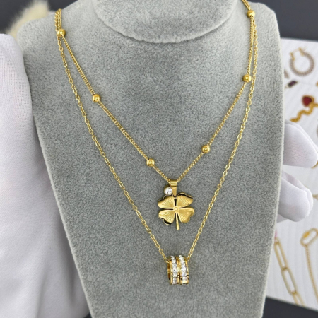Colier Duos Design din Inox placat cu AUR 18K [1]