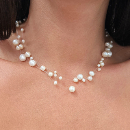 Coliere din AUR 14K - Colier Floating Pearls din AUR 14K – Eleganță și Lux cu Perle de Cultură în 5 Rânduri