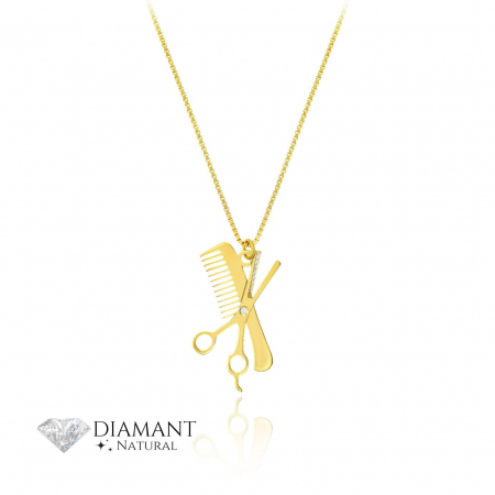 Coliere Argint cu Diamante - Colier Hairstylist din Argint 925 cu Diamant Natural