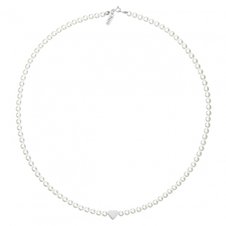Colier Heart din Argint cu Inimă Gravabilă și Perle Mallorca – Eleganță și Personalizare [1]