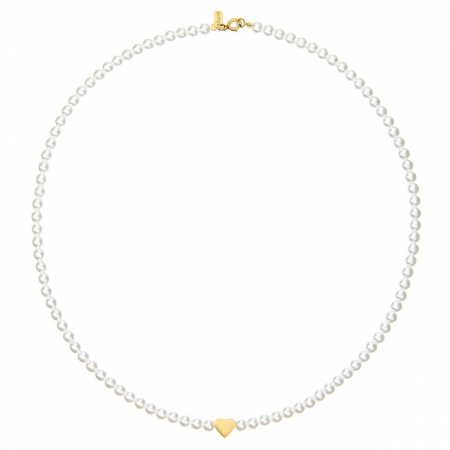 Colier Heart din AUR 14K cu Inimă Gravabilă și Perle Mallorca – Eleganță și Rafinament [1]