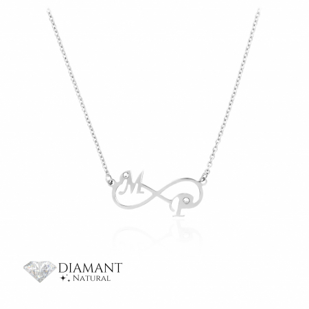 Coliere Argint cu Diamante - Colier Infinity din Argint cu Diamante Naturale, Personalizabil și Elegant, Cadou de Lux pentru Momente Speciale