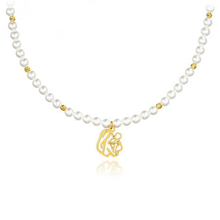 Coliere din AUR 14K - Colier Mom & Baby cu Perle Mallorca și Aur 14K – Eleganță și Durabilitate pentru Ocazii Speciale