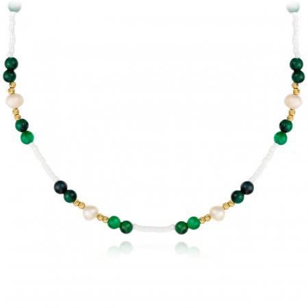 Coliere din AUR 14K - Colier Elegant cu Perle de Cultură, Agate și Bile din Aur 14k – Rafinament Modern și Personalizare