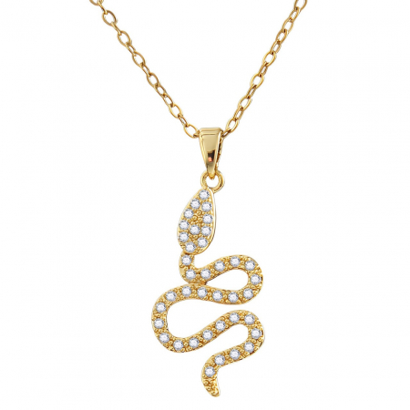 Coliere Inox și AUR - Colier Snake Crystal din Inox placat cu AUR 18K – Eleganță durabilă și aspect de aur autentic