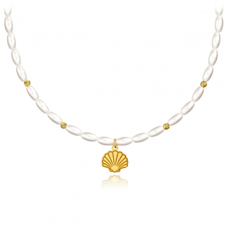 Coliere din AUR 14K - Colier Summer Pearls cu Perle Mallorca și AUR 14k – Eleganță și Rafinament pentru Ocazii Speciale