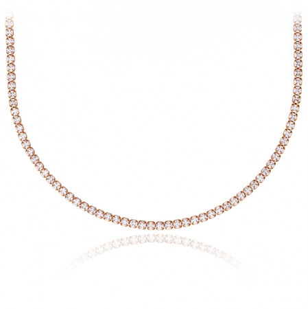 Coliere din Argint - Colier Tennis Crystal Embrace din Argint 925 placat cu aur roze – Eleganță și rafinament pentru orice ocazie