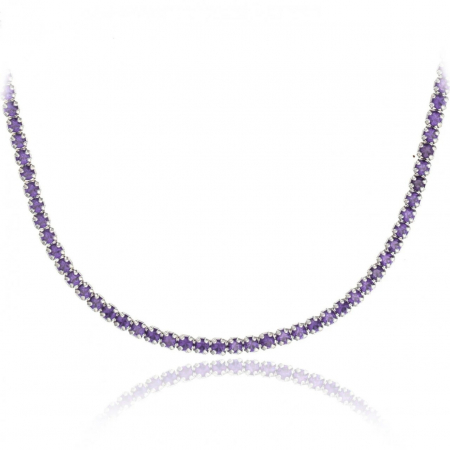 Coliere din Argint - Colier Tennis din Argint 925 Pure Lila – Eleganță și Rafinament pentru Ocazii Speciale