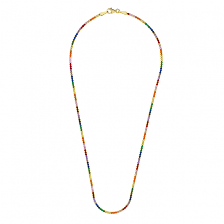 Colier Tennis din Argint 925 Rainbow Golden – Eleganță modernă cu cristale multicolore și personalizare [2]