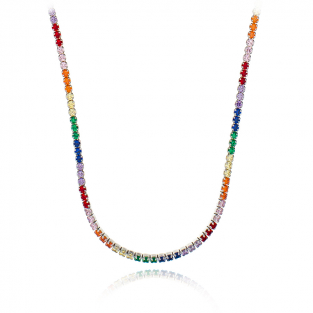Coliere din Argint - Colier Tennis din Argint 925 Rainbow ICE – Eleganță Modernă cu Cristale Multicolore