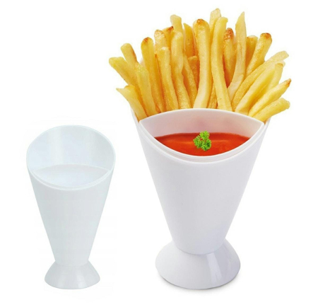 CASĂ, GRĂDINĂ & DIY - Con pentru servire gustari si suport pentru sosuri Alb 16.5 x 10 cm – IoArtify.ro