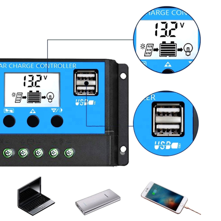 Controler Regulator Solar PWM 30A 12V/24V cu USB, Ecran LCD și Protecție IP32 pentru Panouri Fotovoltaice [4]