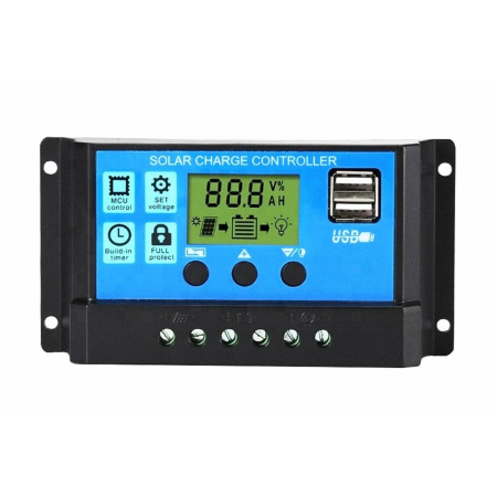 Controler Regulator Solar PWM 30A 12V/24V cu USB, Ecran LCD și Protecție IP32 pentru Panouri Fotovoltaice [1]