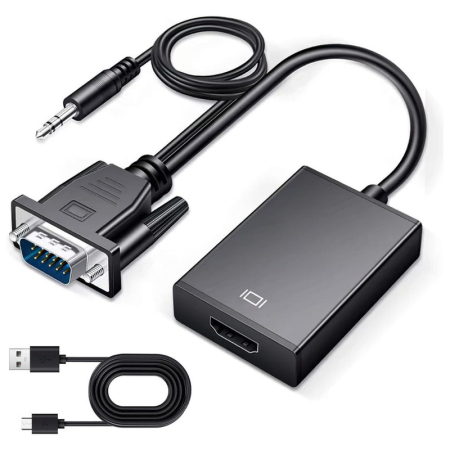 ELECTRONICE, IT & GADGET-URI - Convertor VGA la HDMI si Audio Full HD 1080P 60Hz Negru – IoArtify.ro
