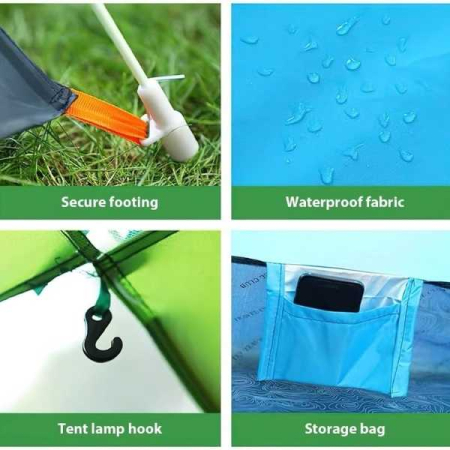 Cort automat portocaliu pentru camping și plajă, impermeabil și rezistent UV, montare rapidă în 2 secunde [2]
