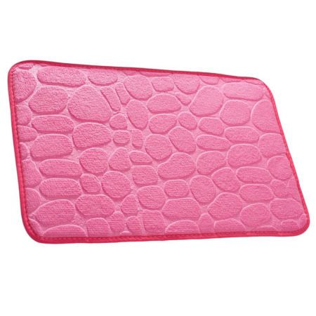 Covorașe baie - Covoras de baie din Poliester si spuma de memorie model pietre anti-derapant 60 x 40 cm Roz - IoArtify.ro