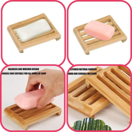 Set premium pentru baie: covoras absorbant, sapuniera bambus și cutie depozitare pentru betisoare [5]
