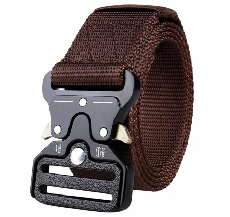 Accesorii vestimentare - Curea Tactica pentru pantaloni maro cu catarama neagra rezistenta si reglabila – IoArtify.ro