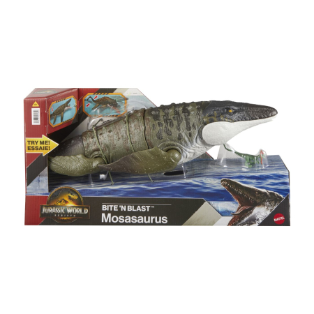 JOCURI SI JUCARII - Jurassic World Rebirth Bite N Blast Dinozaur Mosasaurus Interactiv cu Mișcări 50cm - IoArtify.ro