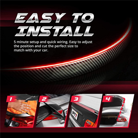 Eleron auto cu lampă stop frână LED, 12V, 120cm, flexibil, pentru autoturisme, iluminat suplimentar și semnalizare [10]