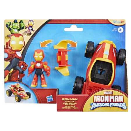 JOCURI SI JUCARII - Marvel Iron Man si Prietenii Sai Uimitori Set Vehicul si Figurina Iron Man cu lumini si sunete - IoArtify.ro