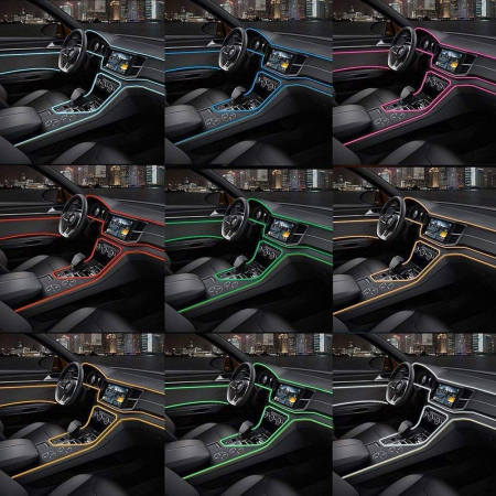 Fir Neon Auto EL Wire Albastru 1M cu Drosel, Tensiune 12V – Montaj Ușor pentru Interior Auto [1]