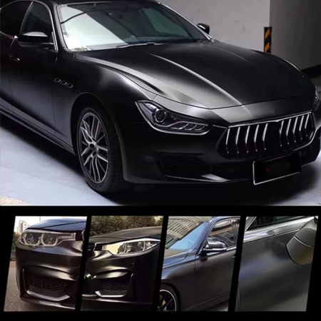 Folie auto pentru colantare integrala Termoplastica cu tehnologie BUBBLE FREE culoare Negru finisaj Mat dimensiune 3 metri pe 1,52 metri – IoArtify.ro [2]