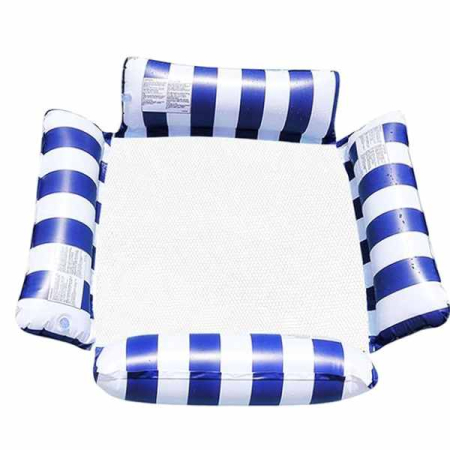 LIFESTYLE & PERSONAL - Fotoliu Gonflabil Pentru Piscina sau la Plaja 100 cm x 100 cm Maxim 180 Kg Alb cu Albastru Inchis - IoArtify.ro