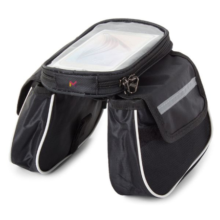 Geanta Depozitare cu 3 Compartimente si 2 Buzunare Rezistenta la Apa Montare pe Cadrul Bicicletei Velcro Negru Capacitate Mare – IoArtify.ro [1]