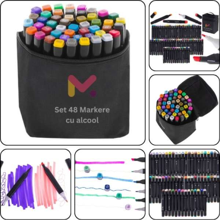 Ghiozdan pentru Copii Impermeabil cu Port USB 30 x 14 x 47 cm Violet cu Rola Hartie Autoadeziva pentru Desenat 3 m x 30 cm Model Printese si 48 Markere Colorate – IoArtify.ro [5]