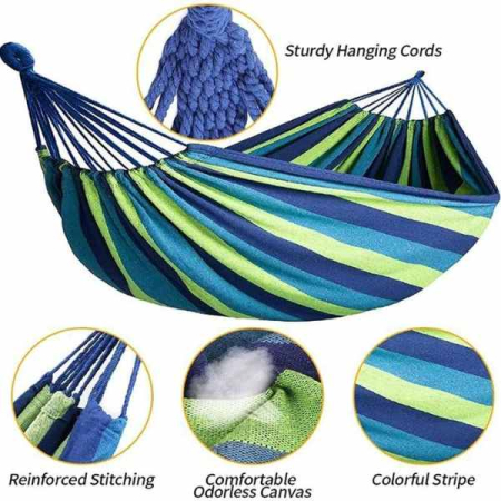 Relaxare în aer liber cu hamacul multicolor din bumbac, 185x80cm, suport până la 120kg [1]