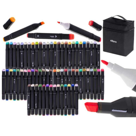 Hartie Autoadeziva si Decupabila pentru Desenat si Colorat Model Masini cu 48 Markere cu 2 Capete si Geanta de Depozitare – IoArtify.ro [5]