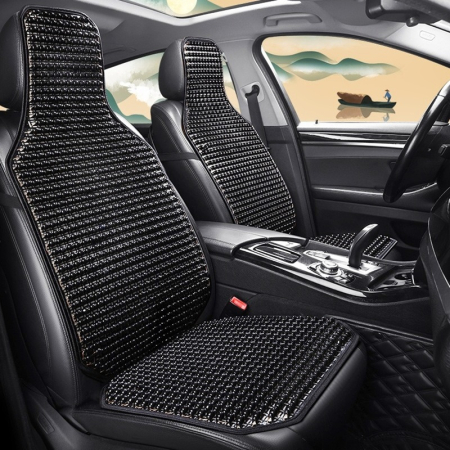 Huse auto - Husa Premium pentru scaun auto cu bile de masaj din lemn dimensiune 122 x 42 cm culoare Negru - IoArtify.ro