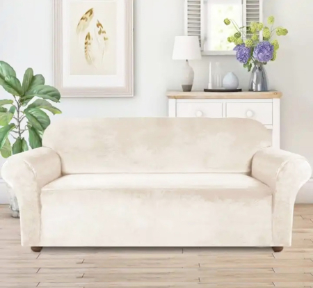 Decor Interior - Husa universala pentru canapea standard cu 3 locuri imitatie catifea culoare BEJ rezistenta la uzura – IoArtify.ro