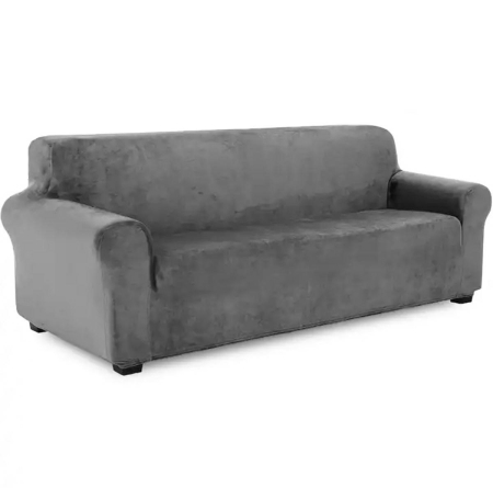 Husa universala pentru canapea standard cu 3 locuri imitatie catifea culoare gri material extensibil – IoArtify.ro [2]