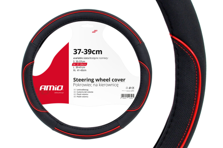 Huse volan - Husa volan negru dunga rosie SWC-07-M compatibila 37-39 cm – IoArtify.ro