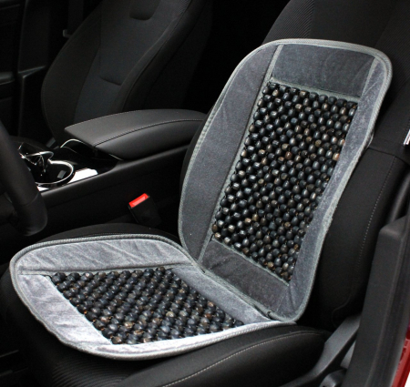 Huse auto - Huse auto cu bile de masaj din lemn si margine de plus gri CSM-01-Grey cu design ergonomic pentru confort sporit – IoArtify.ro