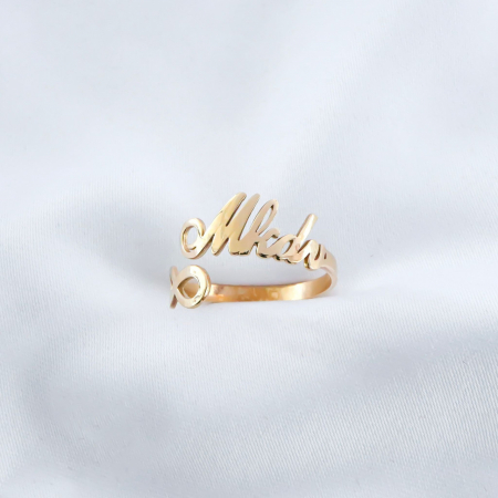 Inel Personalizat cu Nume și Simbol Infinit din Aur 14k – Eleganță și Semnificație Emoțională [2]