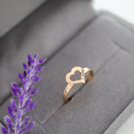 Inel cu inimioară personalizabilă din aur 14K – Eleganță și dragoste, cadou perfect pentru momente speciale [4]