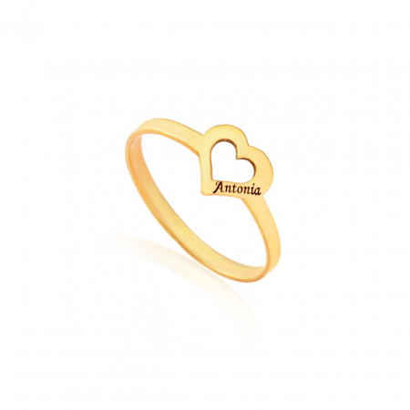 Inele Aur 14K Personalizate - Inel cu inimioară personalizabilă din aur 14K – Eleganță și dragoste, cadou perfect pentru momente speciale