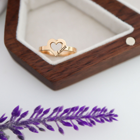 Inel cu inimioară personalizabilă din aur 14K – Eleganță și dragoste, cadou perfect pentru momente speciale [3]