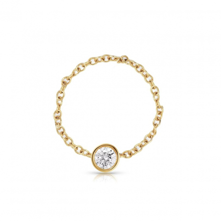 Inele Aur 14K Personalizate - Inel din aur 14K cu cristal și lănțișor, bijuterie elegantă și rafinată pentru orice ocazie