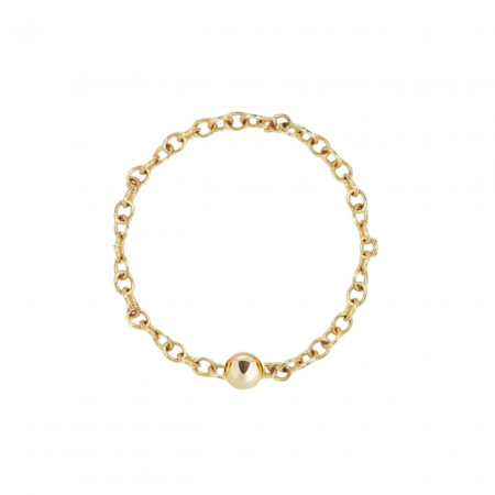 Inele Aur 14K Personalizate - Inel elegant din aur 14K cu lănțișor și biluță – Bijuterie sofisticată pentru ocazii speciale